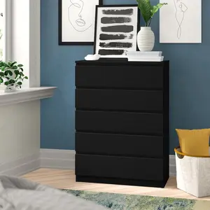 Tonya 5 Drawer 70cm Chest of Drawers Black