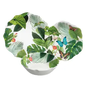 Purely Home Tropical Floral 24 Piece Melamine Dinnerware Set for 8