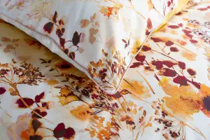 The Lyndon Company Watercolour Floral 180 Thread Count Soft Cotton Digital Printed Reversible Duvet Cover Set Terracotta