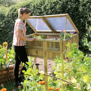 Zest Small Space Wooden Cold Frame Greenhouse Growhouse Planter