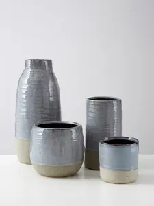 Interiors by Premier Handcrafted Large Grey Vase, Glazed Finish Flower Vase, Versatile Stoneware, Portable Large Pottery Vase