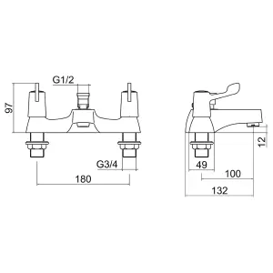 Bathroom Two Lever Bath Shower Mixer Taps With Shower Head Kit Chrome