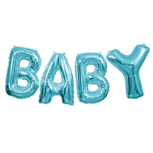 Unique Party 14in Baby Foil Balloon Banner Kit Blue (One Size)