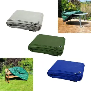 5 x 8 m Tarpaulin Waterproof Heavy Duty Cover Ground Sheet Camping with 4 Tarp Clips + 10m / 30ft Bungee Cord (Green - 90GSM)