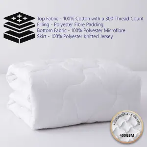 Glamhaus Anti Allergy Mattress Topper with Extra Deep Fitted Skirt