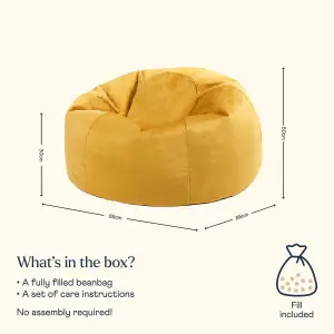 icon Aurora Classic Velvet Bean Bag Chair Ochre Yellow Bean Bags