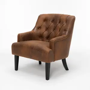 Faux Leather Suede Brown Lydia Accent Chair