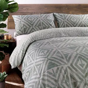 Geometric Shapes Duvet Cover Set with Pillowcases Sage / Single Duvet Cover + 1 Standard Pillowcase