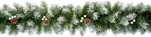 Premier 270cm (9Ft) Christmas Garland Decoration Snow Tips White Berries & Cones