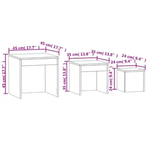 Gnesis Nesting Tables 3 pcs Engineered Wood (Set of 3) High Gloss White / High Gloss White