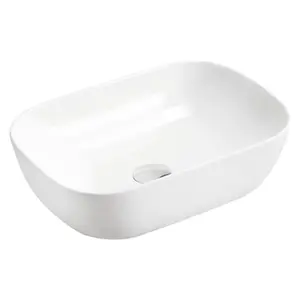 Leon Gloss White Ceramic Oval Counter Top Basin (W)465x(D)325mm