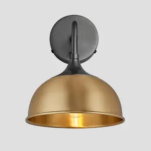 Industville Chelsea Dome Wall Light, 8 Inch, Brass, Pewter Holder