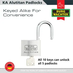 Solid Aluminium Keyed alike 50mm Padlock (5 in a box)