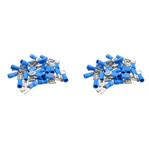 Female Blue Electrical Cable Wire Spade Terminals Crimps Connectors 50pc