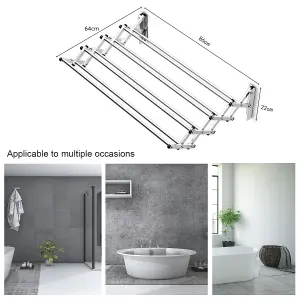 Costway Folding Wall Mounted Laundry Drying Rack Clothes Airer Extendable Towel Rack