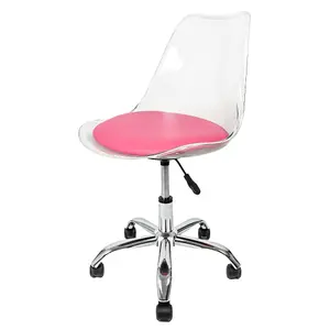 Soho Clear Plastic Dining Chair with Swivel Base Bright Pink