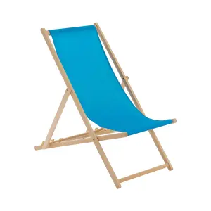 Harbour Housewares - Folding Wooden Garden Deck Chair - Light Blue