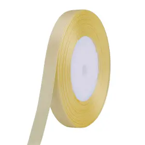 10mm Cream Double Sided Satin Polyester Ribbon Roll, 25 metres