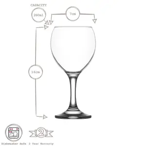 LAV Misket Red Wine Glasses - 260ml - Pack of 12