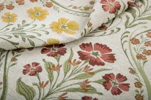 Home Curtains Vermont Chenille Floral Tapestry (ONE SIZE) Terracotta Tiebacks (PAIR)