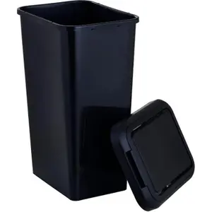 Kitchen Bin Touch and Lift Rectangle Swing Bin Waste Rubbish Recycle Bin 45L - Black