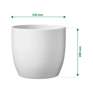 Verve White Ceramic Plant pot (Dia) 21cm, (H)20cm, 5.3L