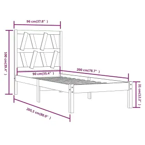 Berkfield Bed Frame White Solid Wood Pine 90x200 cm