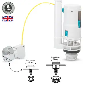 Adjustable Toilet Dual Flush Valve 1.5 & 2" with Cable Push Button