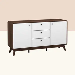 Justine 140Cm Wide 3 Drawer Sideboard Walnut/White