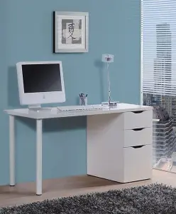 Blanco Artic White Desk With 3 Drawers