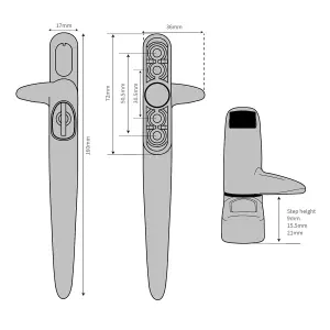 Yale Sparta Cockspur Window Handle - White, Right, 15.5mm