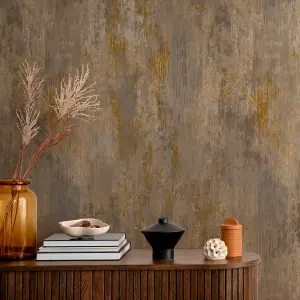 Grandeco Vincenzo Distressed Luxury Italian Plaster Wallpaper Taupe