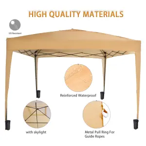 Birchtree Waterproof 3m x 3m Heavy Duty Pop Up Gazebo Marquee Garden Awning Party Tent Canopy 600D Polyester Steel Frame Beige