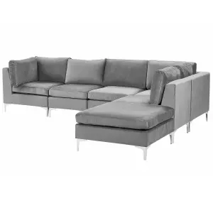 Sofa with Ottoman EVJA Grey Velvet Left Hand