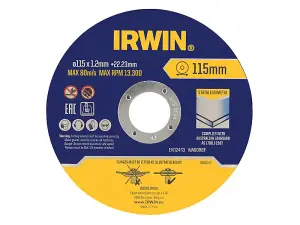 IRWIN 115mm Metal Cutting Discs - Tin of 10 for Ferrous Metals