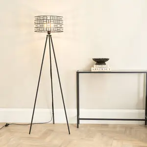 ValueLights Elise Acrylic Jewel Shade Black Tripod Floor Lamp with LED Bulb