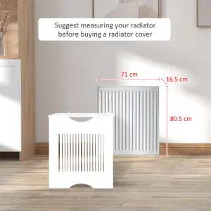 HOMCOM Modern Radiator Cover Heater Cabinet Slatted Worktop Painted MDF White