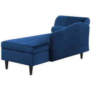 Left Hand Velvet Chaise Lounge Navy Blue LUIRO