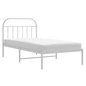 Berkfield Metal Bed Frame with Headboard White 100x190 cm