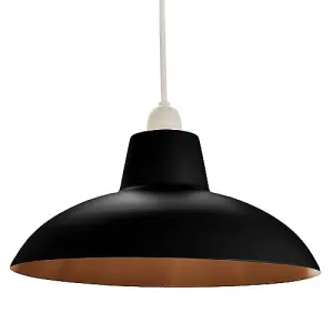 Industrial Retro Designed Matt Black Curved Metal Ceiling Pendant Light Shade