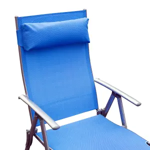 Outsunny Sun Lounger Recliner Foldable 7 Levels Texteline Blue