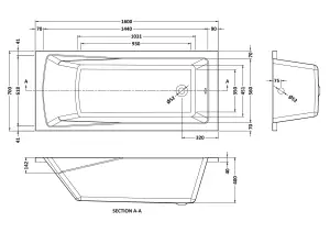 White Single Ended Straight Shower Bath with Leg Set - 1600mm x 700mm