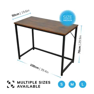 House of Home Computer Desk Rustic Dark Brown with Black Coated Metal Frame Versatile Gaming Desk, for Home and Office