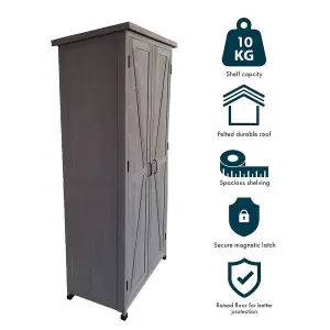 Tall Wooden Garden Storage Cabinet in Grey