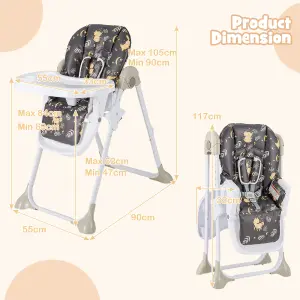 Costway Baby High Chair Convertible Infant Dining Chair with Adjustable Height & Tilting Backrest