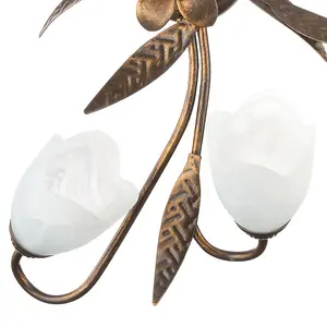 Luminosa Sonia Flower Design Multi Arm Semi Flush Ceiling Lamp, Glass Shades, 4x E14