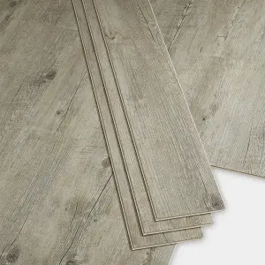 GoodHome Baila Distressed grey-brown oak Textured Wood effect Textured Click vinyl Click flooring, 2.2m²