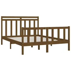 Berkfield Bed Frame Honey Brown Solid Wood Pine 150x200 cm 5FT King Size