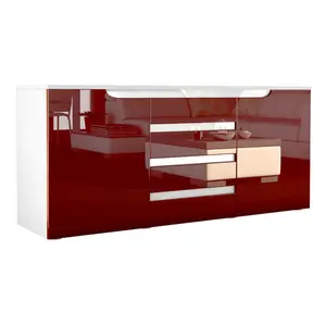 Sideboard Mccusker White (matt)/Burgundy (glossy)/White (glossy)