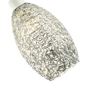 Industrial and Contemporary Twisted Wire Mesh Metal Light Shade in Shiny Silver